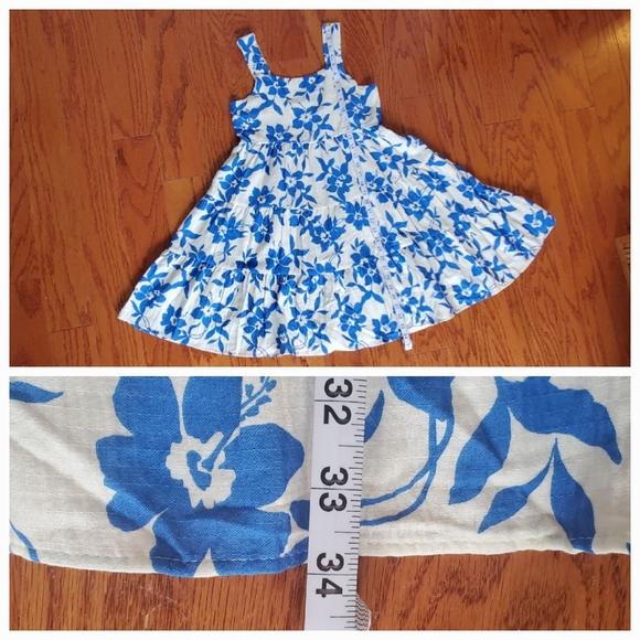 BNWT Zara Girls Floral Flowy Blue & White Dress Size 13 / 14 Spring Summer - Picture 6 of 12